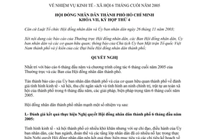 Nghị quyết 23/2005/NQ-HĐND nhiệm vụ kinh tế xã hội 6 tháng cuối năm 2005 HCM