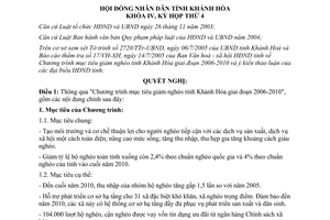 Nghị quyết 06/2005/NQ- HĐND4 Chương trình mục tiêu giảm nghèo tỉnh Khánh Hòa