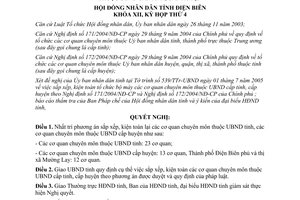 Nghị quyết 35/2005/NQ-HĐND sắp xếp kiện toàn tổ chức bộ máy cơ quan chuyên môn Ủy ban nhân dân Điện Biên