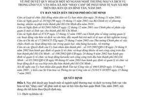 Quyết định 126/2005/QĐ-UBND quy hoạch ngành nghề thương mại dịch vụ trong lĩnh vực văn hóa-xã hội nhạy cảm dễ phát sinh tệ nạn quận Bình Tân năm 2005