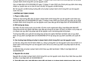 Thông tư 05/2005/TT-BTNMT xử phạt vi phạm hành chính lĩnh vực tài nguyên nước hướng dẫn thi hành Nghị định 34/2005/NĐ-CP