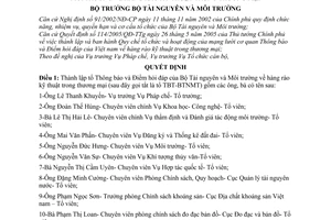 Quyết định 1779/QĐ-BTNMT thành lập tổ Thông báo và Điểm hỏi đáp