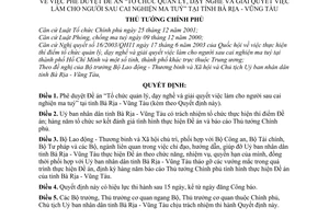 Quyết định 186/2005/QĐ-TTg Đề án Tổ chức quản lý, dạy nghề giải quyết việc làm cho người sau cai nghiện ma tuý tại tỉnh Bà Rịa Vũng Tàu