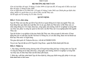 Quyết định 23/2005/QĐ-BTS chức năng, nhiệm vụ cơ cấu tổ chức Tạp chí Thủy sản