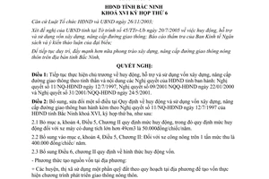 Nghị quyết 37/2005/NQ-HĐND16 về huy động hỗ trợ và sử dụng vốn xây dựng