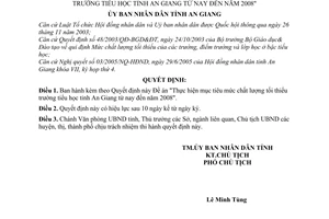 Quyết định 2170/2005/QĐ-UBND Đề án Thực hiện mục tiêu mức chất lượng tối thiểu trường tiểu học An Giang từ nay đến năm 2008