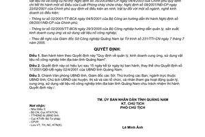 Quyết định 53/2005/QÐ-UBND quản lý kinh doanh sử dụng vật liệu nổ công nghiệp Quảng Nam