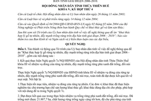 Nghị quyết 4e/2005/NQ-HĐND khai thác hợp lý gỗ rừng tự nhiên đẩy mạnh trồng rừng Thừa Thiên Huế 2006 2010