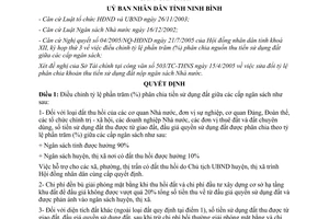 Quyết định 1658/QĐ-UB 2005 điều chỉnh tỷ lệ phần trăm phân chia khoản thu tiền sử dụng đất Ninh Bình