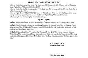 Quyết định 1103/QĐ-NHNN mức lãi suất cơ bản bằng Đồng Việt Nam