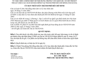 Quyết định 133/2005/QĐ-UBND điều chỉnh văn kiện Dự án hỗ trợ kỹ thuật Cải cách hành chính tại thành phố Hồ Chí Minh VIE/02/010