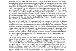 Chỉ thị 22/2005/CT-BGD&ĐT nhiệm vụ toàn ngành năm học 2005-2006