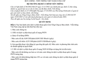 Quyết định 24/2005/QĐ-BBCVT cước dịch vụ điện thoại quốc tế do Tổng Công ty Bưu chính - Viễn thông Việt Nam cung cấp