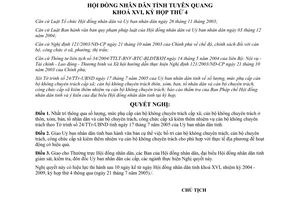 Nghị quyết 57/2005/NQ-HĐND mức phụ cấp cán bộ không chuyên trách cấp xã Tuyên Quang