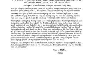 Công văn 2675/TCT-DNNN vướng mắc trong hoàn thuế giá trị gia tăng