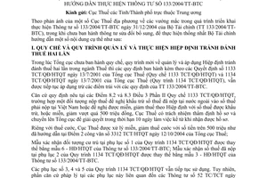 Công văn 9958/BTC-TCT hướng dẫn thực hiện TT 133/2004/TT-btc