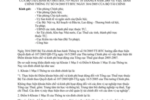 Công văn 10031/BTC - VP đính chính TT 54/2005/TT/BTC