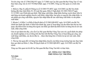 Công văn 3281/TCHQ/GSQL thực hiện công văn 2527/TCHQ-GSQL