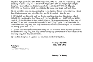 Công văn 10375/BTC-TCT tạm dừng việc in, phát hành hóa đơn thu mua hàng nông, lâm, thủy sản