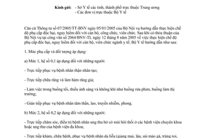 Công văn 6608/BYT-TCCB phụ cấp độc hại nguy hiểm cán bộ viên chức ngành y tế