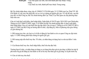 Công văn 10602/BTC-CST truy thu thuế nhập khẩu, thuế tiêu thụ đặc biệt