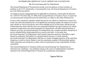 Official Dispatch No. 2675/TCT-DNNN on problems arising in value added tax (VAT)