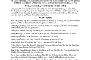 Quyết định 136/2005/QĐ-UBND thành lập Ban Giám khảo cuộc thi tuyển thiết kế dự án Trung tâm Hội chợ triển lãm Quốc tế tại Khu đô thị mới Nam thành phố