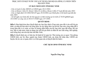 Quyết định 100/QĐ-CT  hạn mức giao đất ở; công nhận đất