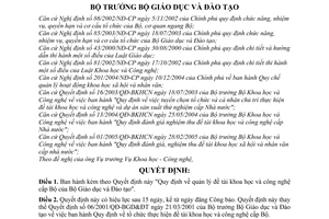 Quyết định 24/2005/QĐ-BGDĐT quản lý đề tài khoa học công nghệ cấp Bộ của Bộ Giáo dục và Đào tạo