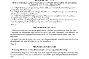 Thông tư liên tịch 62 /2005/TTLT-BTC-BNN&PTNT lập dự toán quản lý sử dụng kinh phí cho công tác phòng chữa cháy rừng