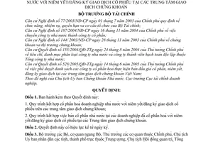 Quyết định 2592/2005/QĐ-BTC quy trình kết hợp cổ phần DNNN với niêm yết đăng ký giao dịch cổ phiếu tại Trung tâm chứng khoán