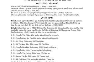 Quyết định 195/2005/QĐ-TTg thành lập uỷ ban quốc gia về APEC 2006