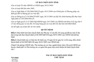 Quyết định 93/2005/QĐ-UBND sửa đổi giá đất trên địa bàn tỉnh Bình Định