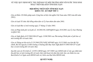 Nghị quyết 15/2005/NQ-HĐND mức phí bảo vệ môi trường đối với nước thải sinh hoạt