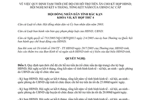 Nghị quyết 19/2005/NQ-HĐND chế độ chi hỗ trợ tiền ăn cho kỳ họp Hội đồng nhân dân Bắc Kạn
