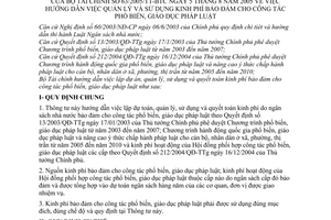 Thông tư 63/2005/TT-BTC hướng dẫn quản lý sử dụng kinh phí công tác phổ biến giáo dục pháp luật