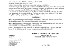 Quyết định 67/2005/QĐ/UB-XD quản lý dự án đầu tư xây dựng bằng nguồn vốn Ngân sách Nhà nước trên địa bànTỉnh Hà Tĩnh