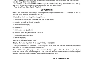 Quyết định 40/2005/QĐ-UBND mức thu phí trên địa bàn tỉnh Quảng Bình