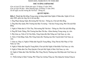 Quyết định 774/QĐ-TTg thành lập Hội đồng Trung ương xét tặng danh hiệu Nghệ sĩ Nhân dân, Nghệ sĩ Ưu tú năm 2005