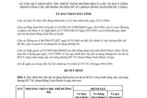 Quyết định 82/2005/QĐ-UBND mức thu phí sử dụng đường bộ của dự án B.O.T