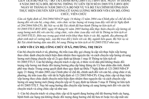 Thông tư lên tịch 82/2005/TTLT-BNV-BTC chuyển xếp lương cũ sang lương mới cán bộ viên chức sửa đổi Thông Tư Liên Tịch số 01/2005/TTLT-BNV-BTC