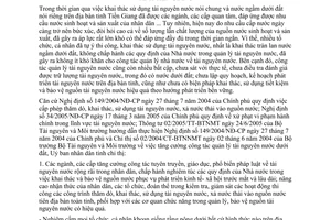 Chỉ thị 12/2005/CT-UBND tăng cường công tác quản lý tài nguyên nước Tiền Giang