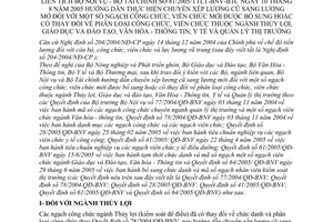 Thông tư liên tịch 81/2005/TTLT-BNV-BTC chuyển xếp lương cũ sang mới ngạch công viên chức mới ngành thủy lợi, giáo dục văn hóa y tế quản lý thị trường