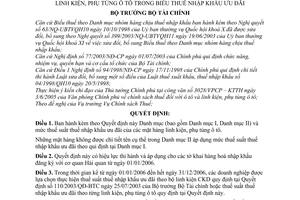 Quyết định 57/2005/QĐ-BTC sửa đổi thuế suất thuế NK ưu đãi mặt hàng linh kiện, phụ tùng ô tô trong Biểu thuế NK ưu đãi