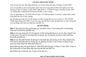 Quyết định 2695/2005/QĐ-UBND về Quy định bảo vệ môi trường đối với hoạt động chă