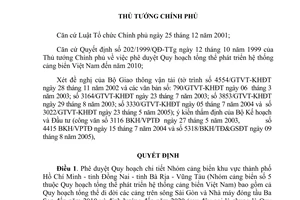 Quyết định 791/2005/QĐ-TTg Quy hoạch chi tiết Nhóm cảng biển thành phố Hồ Chí Minh Đồng Nai Bà Rịa Vũng Tàu đến năm 2010 định hướng đến năm 2020