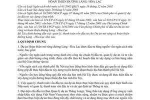 Thông tư 64/2005/TT-BTC hướng dẫn quản lý, thanh toán vốn đầu tư Dự án mở rộng hoàn thiện đường Láng - Hòa Lạc