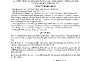 Quyết định 2196/2005/QĐ-UBND quản lý, khai thác, sử dụng Tài nguyên nước