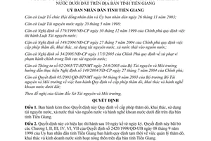 Quyết định 39/2005/QĐ-UBND cấp phép thăm dò khai thác sử dụng tài nguyên nước xả thải Tiền Giang