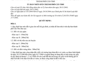 Quyết định 55/2005/QĐ-UB hạn mức đất ở giao cho mỗi hộ gia đình, cá nhân